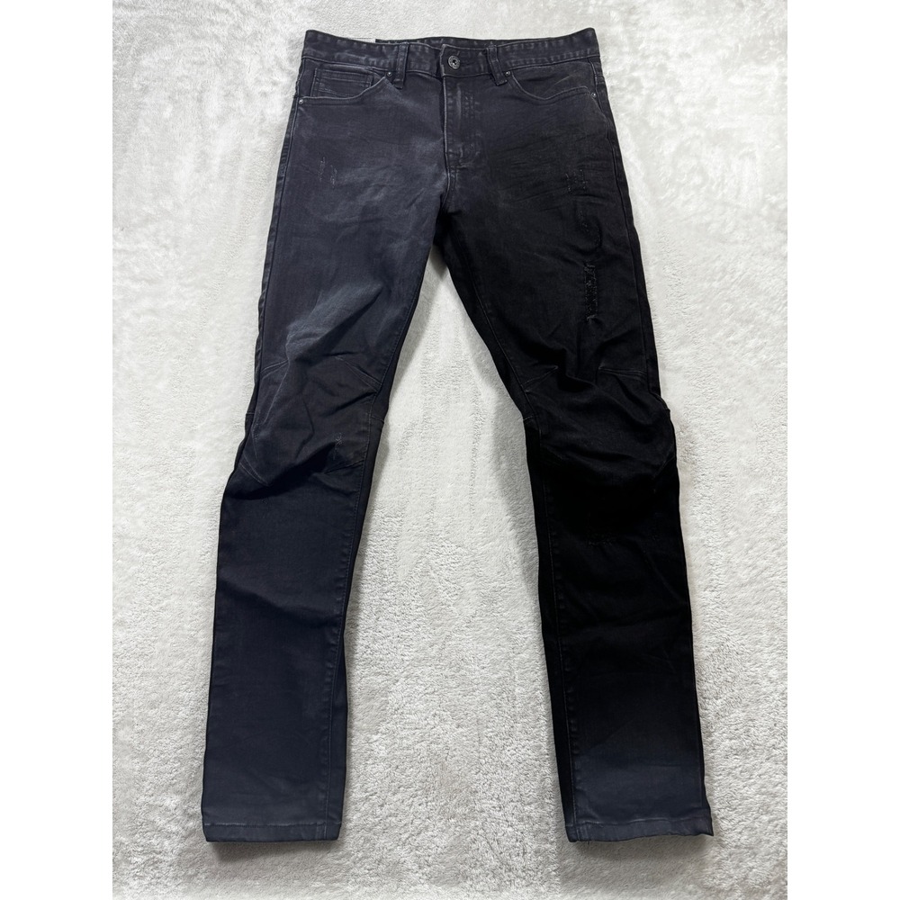 Smoke Rise Mens Distressed Slim Black Denim Jeans 32/32 Meas: 32x30.5